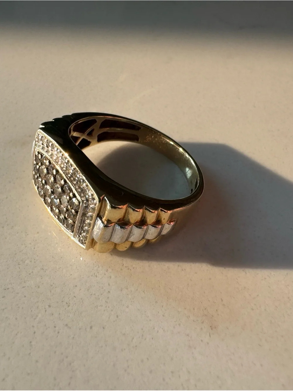 Zales Men's 1 CTW Natural Diamond Ring 1OK Yellow Gold Brown White Sz 11.75